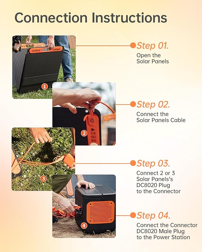 Solar Panel Connectors for Jackery Explorer Portable Power Station 3000 Pro / 2000 Plus/ 2000 V2/ 1000 Plus/ 1000 V2 and Solar Panel SolarSaga 200W/100W, for 2 or 3 Solar Panels Connection