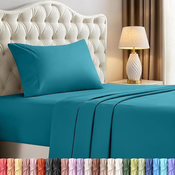 Utopia Bedding Twin Sheet Set – 3 Piece Bed Sheets for Twin Size Bed, Soft and Breathable Microfiber, Includes 1 Fitted Sheet, 1 Flat Sheet and 1 Pillowcase – Oeko Tex (Denim Blue)