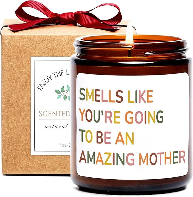 Mothers Day Candle Gifts for Mom - New Mom Gifts After Birth Funny Mommy Pregnant - Gender Reveal Gift - Best Postpartum Gift for Mother, 7oz, Sandalwood Scented Candles