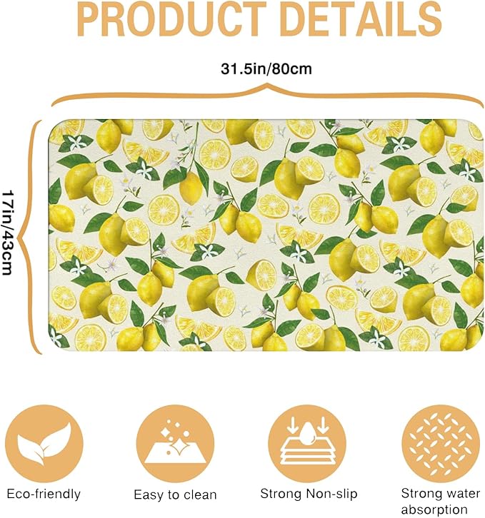 Kitchen Countertop Dish Drying Mat,Super Absorbent Coffee Bar Mat for Maker Espresso Machine, Anti-Slip Accessories for Kitchen Countertops 17x31 Inch