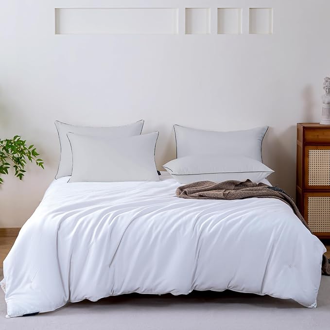GOHOME Pillows Queen Size Set of 4 - Bed Pillows for Sleeping 4 Pack, Cooling Supportive Hotel Pillows with Premium Soft Down Alternative Fill for Side Stomach and Back Sleepers