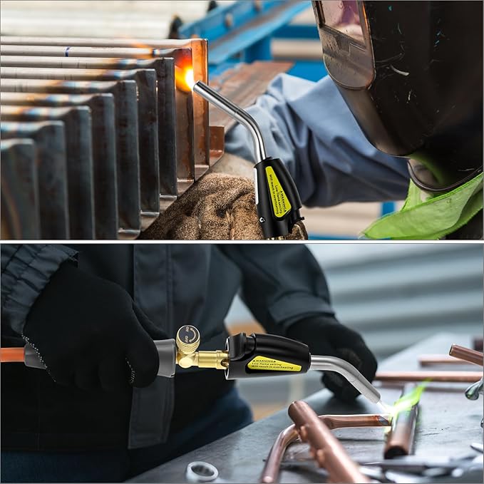 QWORK Welding Torch, Propane Torch Soldering Torch with 78.7 in Hose & Electric Ignition Button, Compatible with Type 1 Valve OPD Valve, for Melt Heating Brazing Plumber