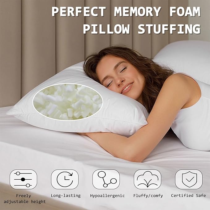 5lbs Shredded Memory Foam Filling with Premium Polyester Fiber Fill for Bean Bag Filler, Pillow Stuffing, Dog Bed, Soft Refill Refluff Foam Filler for Cushions, Pillows, Arts Crafts, Stuffed Animals