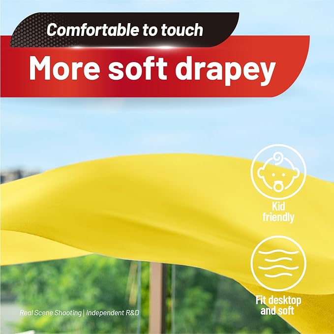 Plastic Table Cloth, 310 Ft X 54 In Plastic Table Cloth Disposable Yellow Table Cloths with Any Cut Sliding Cutters Premium PEVA Disposable Tablecloth for Picnics, Parties, Birthdays, Festivals