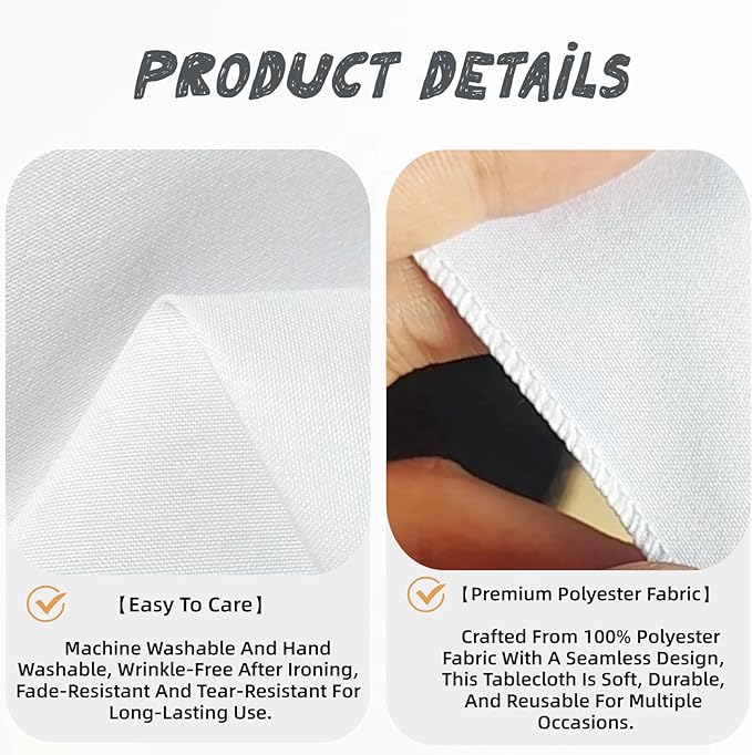 10 Pack White Table Cloth Rectangle Table Cloths for 8 Foot Rectangle Tables 60 X 126 Inch Washable Polyester Table Covers, Reusable & Wrinkle Resistant for Weddings, Parties, Events, and Everyday Use