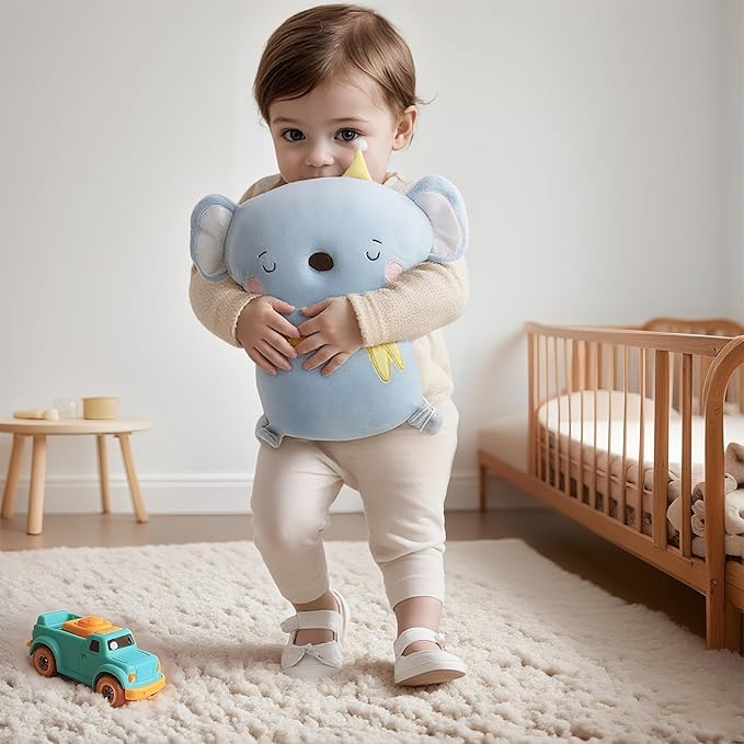 Baby Head Protector Backpack Memory Foam,Toddler Baby Walker Head Protection Safety Pad, 3-Sided Fall Head Safety Protection(Blue-Elephant)