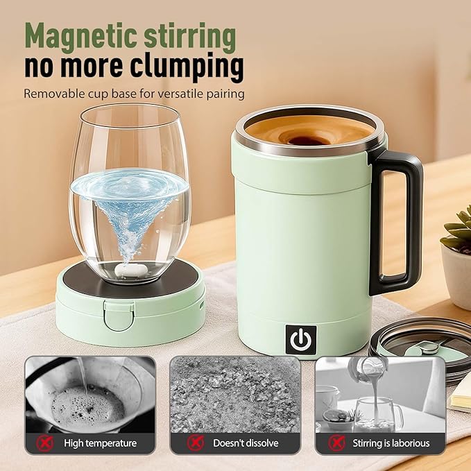 Electric Coffee Mug Cup Self Stirring Coffee Tumbler Travel Coffee Mug Warmer Automatic Magnetic Stirring Coffee Mug Coffee Travel Mug Stirring Cups Coffee Mug Warmer (Black)