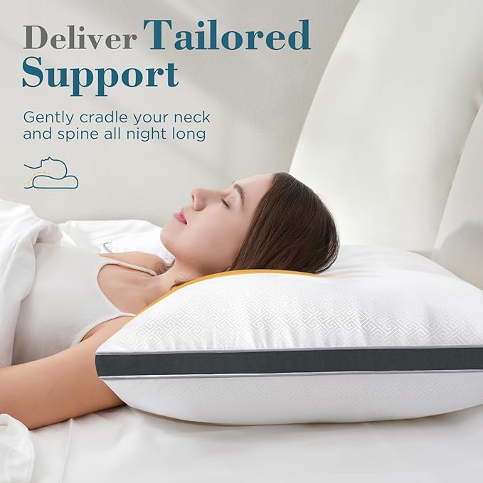 viewstar Bed Pillows Queen Sizes Set of 2, Hotel Quality Cooling Down Alternative Gusseted Pillows for Side, Back, or Stomach Sleepers, Dark Grey