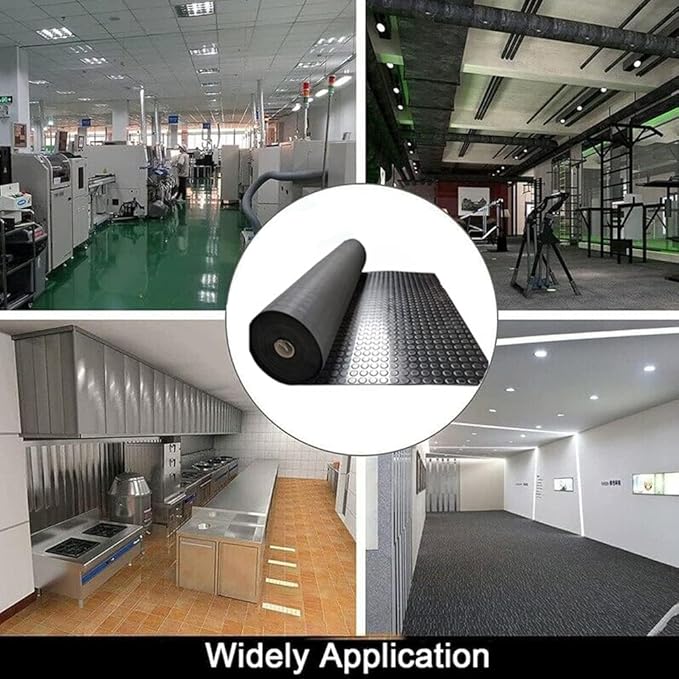 3mm Coin-Grip Rubber Flooring Roll - Easy to Cut Waterproof Anti-Slip Mat, Heavy Duty Floor Protection for Garage, Gym, Stable, Basement, Kennel, 4' x 6'