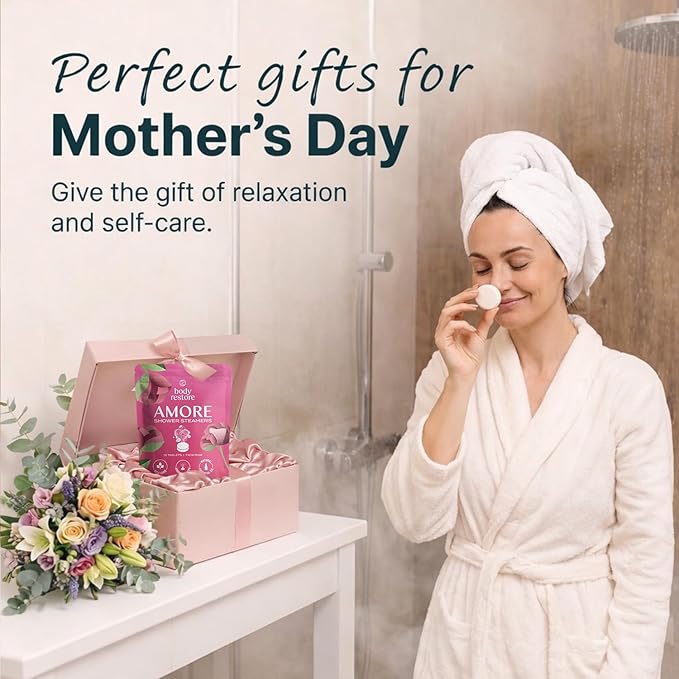 Body Restore Shower Steamers Aromatherapy 15 Pack – Mothers Day Gifts for Mom, Spa Gifts for Women, Relaxation Self Care – Premium Rose Essential Oil Tablets