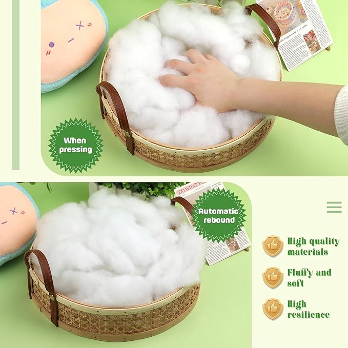 19.4oz Premium Fiberfill Stuffing, (1.8oz-1.21 lb) Polyfill Stuffing for Pillows Crafts, High Resilience Soft Poly Fill Pillow Stuffing for Stuffed Animals, Home DIY Stuffing (550g)