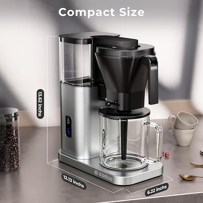 Kismile 8 Cup Drip Coffee Maker, SCA Certified Hot & Cold Brew Coffee Machine, Fast Heating to 197–205℉, 40 Min Keep Warm, Adjustable Flow Control, Easy to Clean