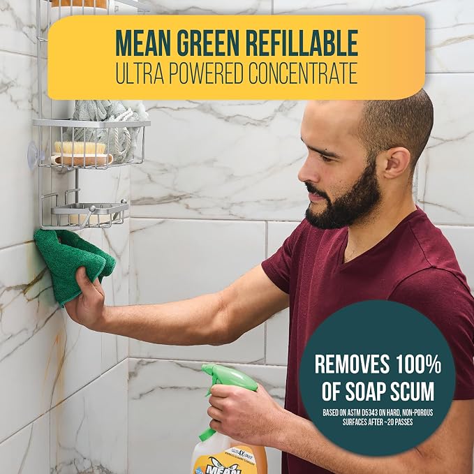 Mean Green Ultra Powered Refillable Cleaner Concentrate Variety 3 Pack – Multi-Purpose Citrus & Green Tea, Bathroom Tropical Breeze, Glass Fresh – 14.3 fl oz Each