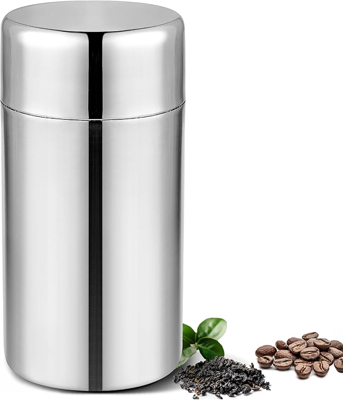 OLULU 19oz Tea Canister Double Seal Stainless Steel Airtight Tea Tin, Tea Container for Loose Leaf Tea Coffee Herbs and Spices Storage