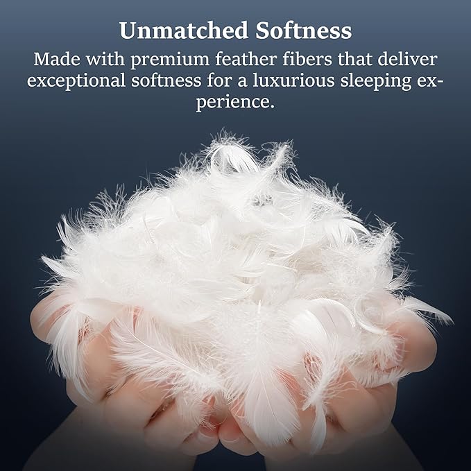 COZSINOOR Goose Feather Pillows Queen Size - Pack of 2, Hotel Down Bed Pillow for Sleeping, Soft 600 TC Cotton Cover, Fluffy Support Surround Fill Dual-Sided Design: Different Firmness on Each Side