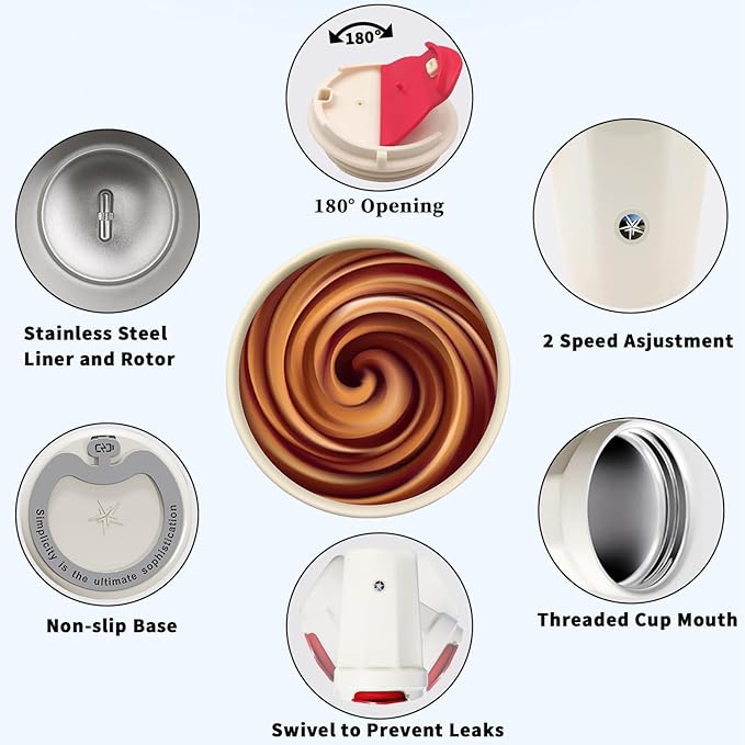 Self Stirring Mug, 400mL Self Stirring Coffee Mug with Magnetic Stirrer &Leak-Proof Lid Rechargeable Auto Magnetic Coffee Mug for Coffee/Milk/Protein Powder