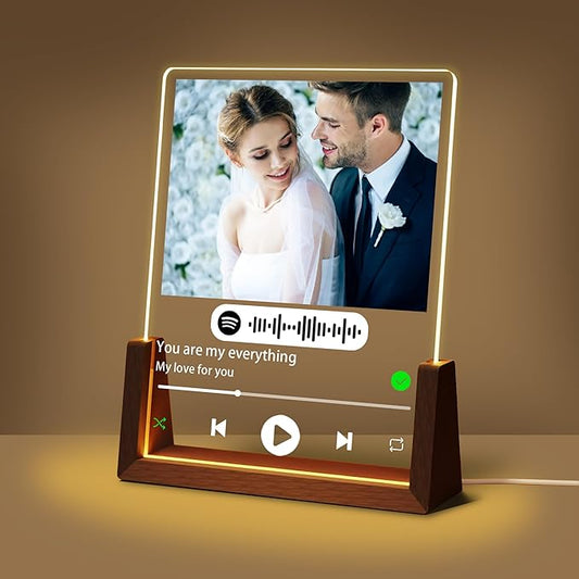 Personalized Valentine's Day Couples Gifts For Him Her Husband Wife, Custom Spotify Plaque Picture Frame With Photo Name, Anniversary Birthday Wedding Gifts For Women Men Boyfriend Girlfriend