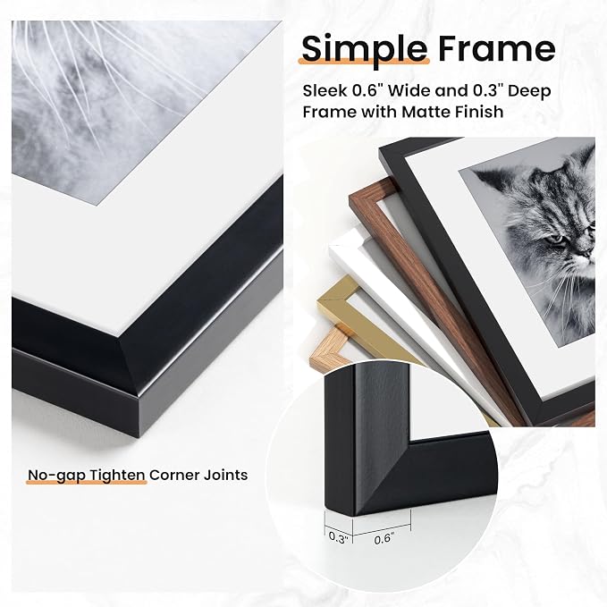 Venusmiles 15 Pack Picture Frames Collage Wall Decor, Gallery Frame Set for Wall Mounting or Tabletop Display, Multi Sizes Including 3pcs 8x10, 6pcs 5x7, 6pcs 4x6, Black+Oak+Walnut