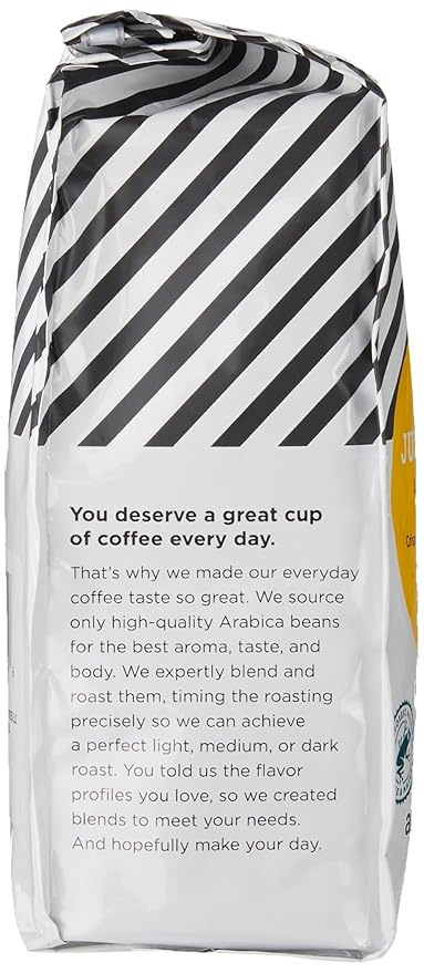 Amazon Fresh, Just Bright Whole Bean Coffee, Light Roast, 12 Oz (Pack of 4)