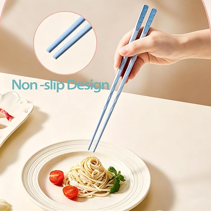 Fiberglass Chopsticks with Floral Pattern – Reusable, Heat-Resistant, Lightweight, Non-Slip, Dishwasher Safe 5 Pairs Chop Sticks for Sushi Noodles Ramen