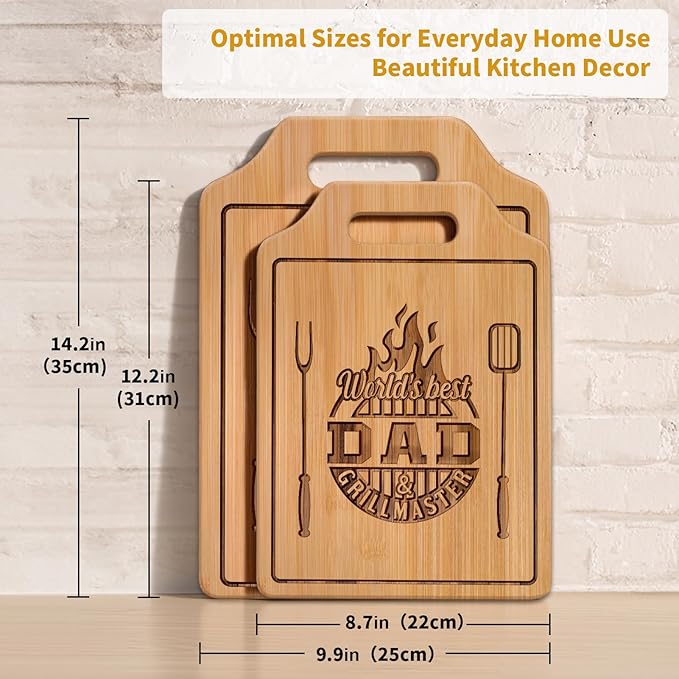 AceThrills Dad Gift for Dad Birthday Gift for Dads Gifts Who Wants Nothing from Daughter Son - Engraved Bamboo Cutting Board 13.78"L x 9.84"W x 0.4"Th
