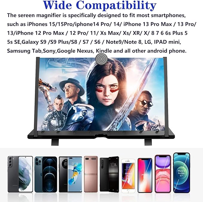 20" Screen Magnifier for Cell Phone,Fanlory 3D HD Magnifying Projector Screen Enlarger for Movies, Videos and Gaming, Foldable Phone Stand with Screen Amplifier,Birthday Gifts for Mom Dad & Family