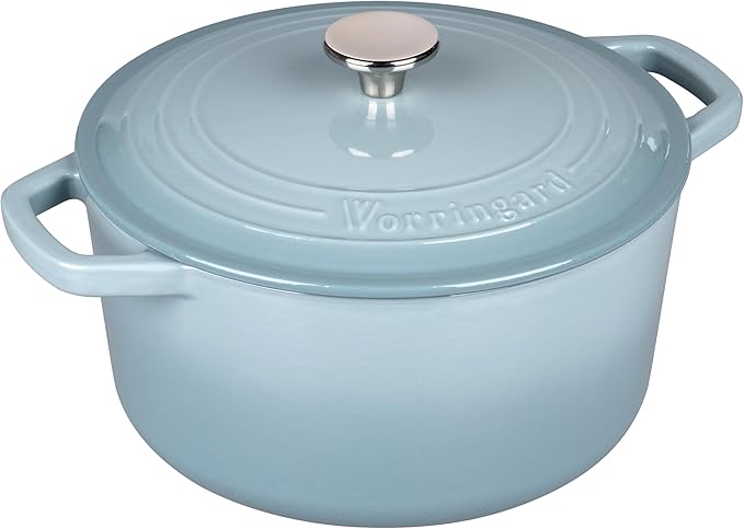 VORRINGARD Enameled Cast Iron Dutch Oven Pot with Lid, for Bread Baking, Round Bread Oven- include Sourdough Bread Baking Supplies set, 4.5QT, Sea Salt