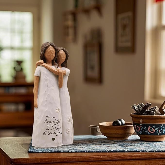 Gifts for Mom, Mom Gifts from Daughters, Sculpted Hand-Painted Figurine (deep Skin Tones)