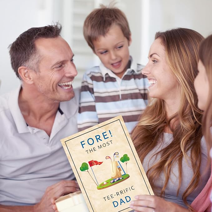FANCYLUCKY Funny Golf Fathers Day Card Gift for Dad, Golf Dad Card, Father’s Day Cards for Golfs Lover from Son Daughter