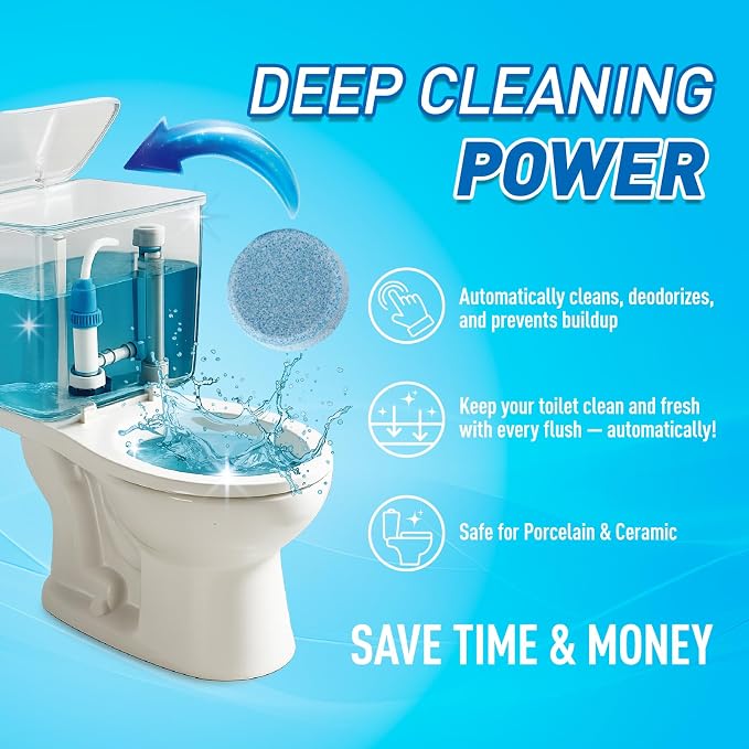 Toilet Bowl Cleaner Tablets 40 Pack, Long-Lasting Drop-in Tank Tablets with Sustained-Release Technology, Fight Tough Stains & Odors, Household & Commercial Use, Compatible with Most Toilets-VERY GOOD