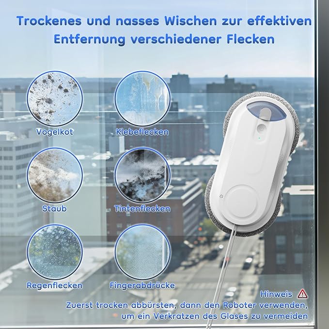 Obito X3 Window Cleaning Robot, Dual Nozzles with Ultrasonic Spray, 5.0 AI Path Planning, Max 3200Pa & Steady-Climbing System, Automatic Edge Detection, Robot Window Cleaner Inside/Outside, White