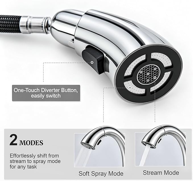 Ultimate Unicorn Chrome Bathroom Sink Faucet - 4 Inch Centerset Pull Down Vanity Faucets 3 Hole with Pop Up Drain - Two Handle Modern Washbasin Tap Set with Pull Out Sprayer for Rv Lavatory Restroom