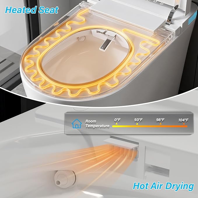 TOTTE Luxury Smart Toilet with Bidet Built-in, Auto Open/Close, Dual Auto Power Flush, One Piece Elongated Toilet with Instant Warm Water & Warm Air Dryer, Built-in Aroma System, Japanese Toilets