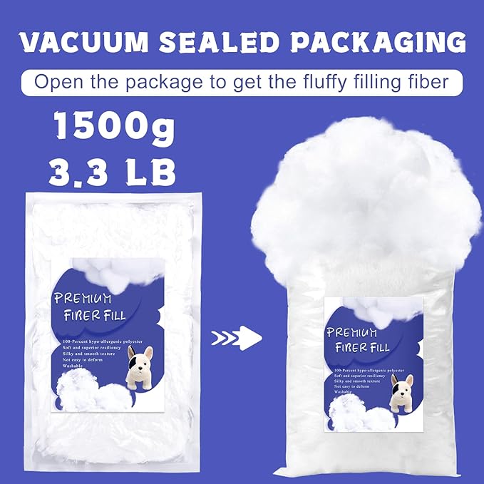 BUTUZE 3.3lb Polyfill Stuffing, (4.4lb-2.1oz) Fiberfill for Crafts, Polyester Fiber Fill, Resilience Fill Fiber for Stuffing Pillow and Home Decoration Projects