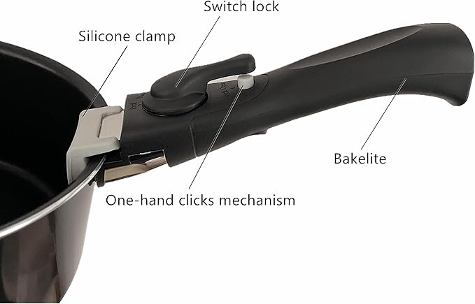 Twins Pack Detachable Handle 2 Sets Removable Handle Black, Clip Handle, Universal Detachable Handle, Replacement Handle, Pot Woks Frying Pan Stockpot Handle,Anti-Scalding