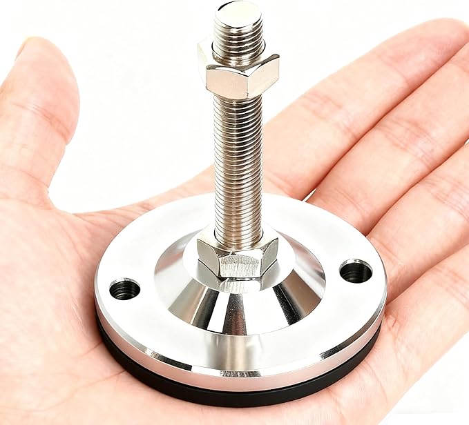 Heavy Duty Adjustable Leveling Feet,Machine Leveling Feet,M16 Thread,Carbon Steel PVC Anti-Slip,4.7" Dia Base for Workbench, Table, Machine, Cabinet,2 Pcs 4400 Lb Capacity,Black,D120xM16xH150