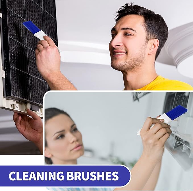 Boao 48 Packs Coil Brush Air Conditioner Condenser Refrigerator Cleaning HVAC Coil Cleaner Small Plastic Whisk Brush (Blue)