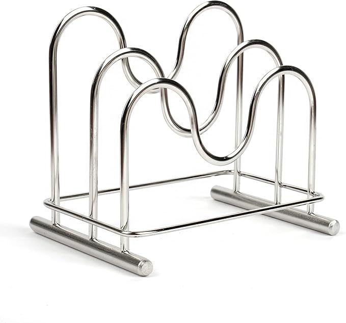 LENITH 304 Stainless Steel Wire Cutting Board Holder, Cutting Board Rack Organizer Kitchen with 2 Sectional