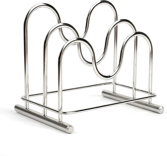 LENITH 304 Stainless Steel Wire Cutting Board Holder, Cutting Board Rack Organizer Kitchen with 2 Sectional
