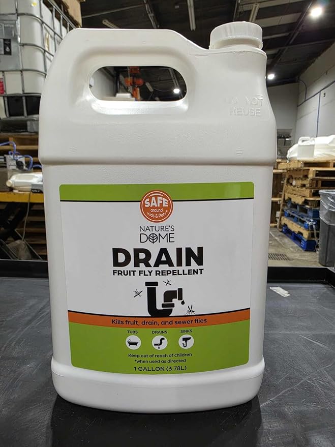 Nature’s Dome Drain Fly Killer Gel – 1 Gallon – Kills & Prevents Drain Flies, Fruit Flies & Sewer Flies – Natural Plant-Based Treatment for Sinks, Pipes & Drains – Safe for Septic Systems
