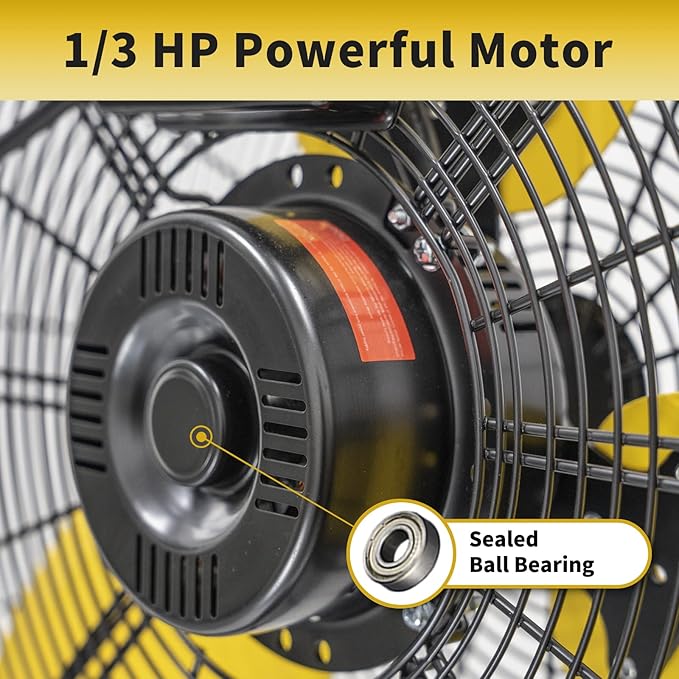 HiCFM 30 inch Tilting Pedestal Fan, 3-Speed 7600 CFM High Velocity Stand Up Fan with 1/3 Powerful Motor for Commercial Industrial Warehouse Gym Garage - UL Safety Listed