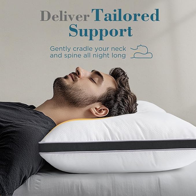 viewstar Bed Pillows King Sizes Set of 2, Hotel Quality Cooling Down Alternative Gusseted Pillows for Side, Back, or Stomach Sleepers, Black