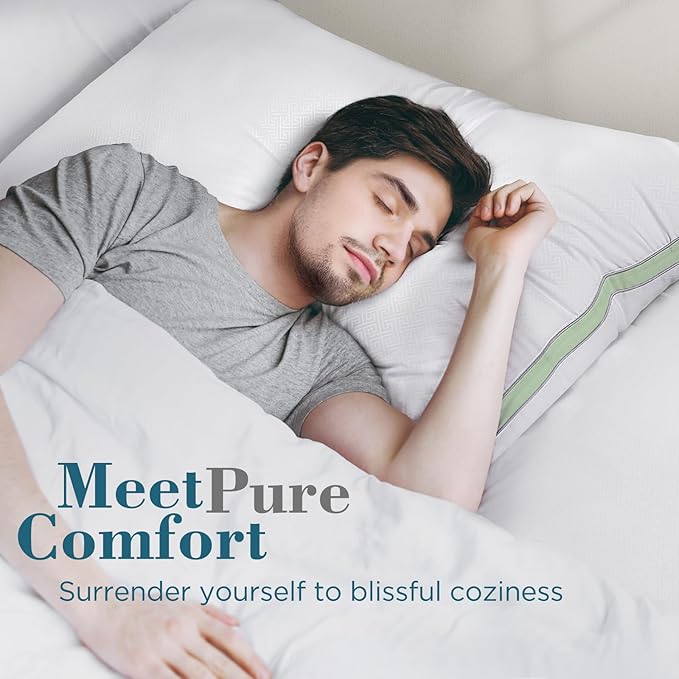 viewstar Bed Pillows King Sizes Set of 2, Hotel Quality Cooling Down Alternative Gusseted Pillows for Side, Back, or Stomach Sleepers, Green
