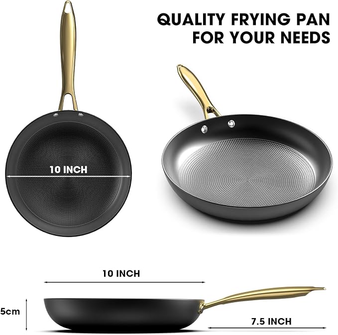 imarku Non stick Frying Pans, Long Lasting 10 Inch Frying Pan, Professional Nonstick Frying Pan Cast Iron Skillet, Stay Cool Handle, Easy Clean Oven Safe Pans, Christmas Gifts for Women/Men | Professional Nonstick Frying Pan Cast Iron Skillet, Stay Coo...
