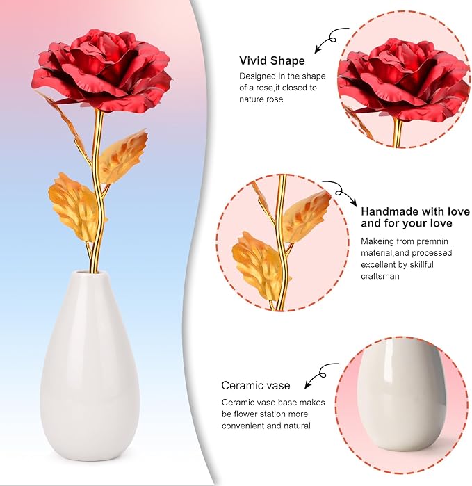 Tmacker Gifts for Mom Wife Grandma Stepmom Mothers Day from Daughter Son, Mothers Day Mom Gifts Artificial Rose Flowers on Christmas Valentine Birthday Anniversary