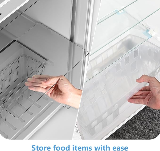 4.5 Cu.Ft Mini Fridge with Freezer, 2 Door Compact Refrigerator, Small Fridge with Adjustable Thermostat Energy Ultra Quiet, Mini Fridge Removable Glass Shelves for Bedroom Office Dorm Grey