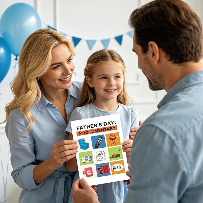 Fathers Day Gift Card for Dad Husband from Daughter Son Wife, Personalized Double-Sided, Minimalist Premium Design, Perfect Father's Day Decoration Ideas