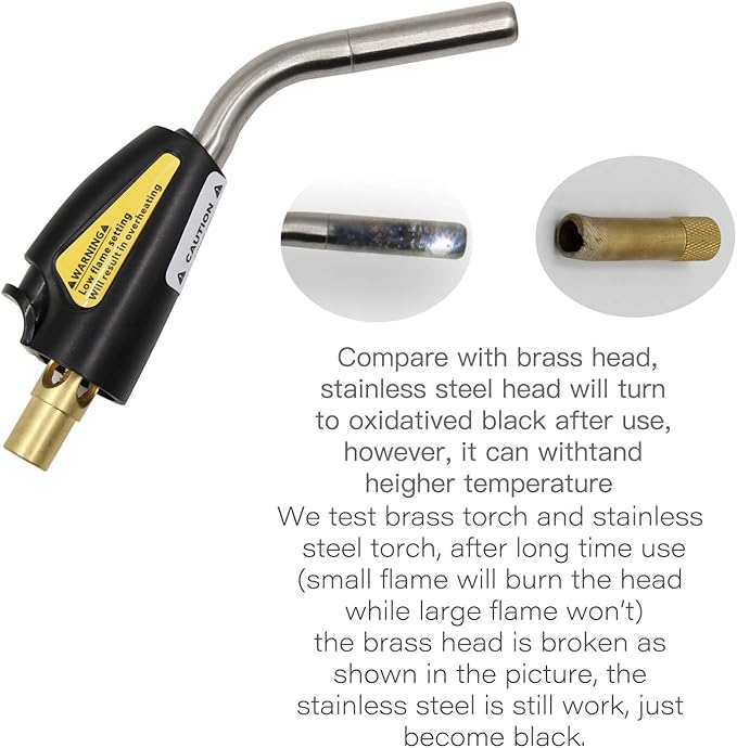 Double Valve Self-Ignition MAPP And Propane Torch With 60 inch Hose And Stainless Steel Head For Soldering