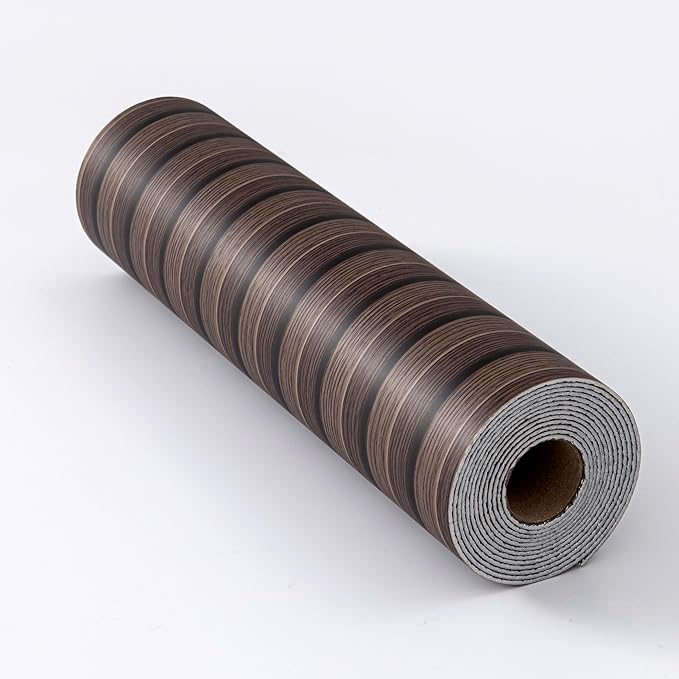Haimin Wood Grain Slat Wall Panels Peel and Stick Faux Wood Thick Wallpaper 118"x15.75" Waterproof PET & IXPE Foam Paneling (Dark Brown)