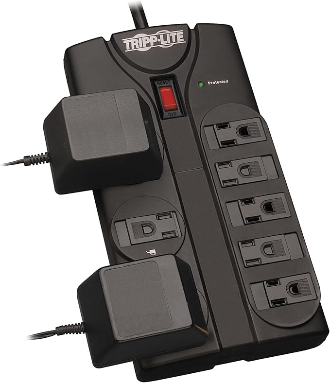 Eaton Tripp Lite Series TLP808B 8 Outlet Surge Protector Power Strip with Flat Plug,1440 Joule Rating,Black, UL Listed&Certified,8ft Extension Cord with Multiple Outlets for Home Office, (Pack of 6)